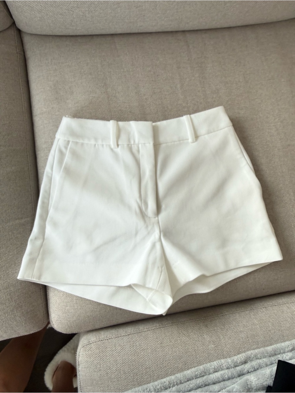 Babaton White High-Waist Tailored Shorts